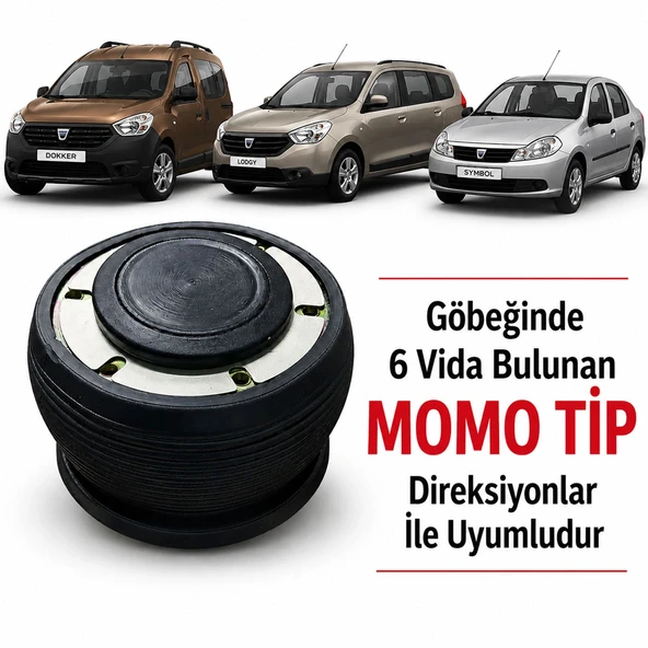 Symbol-Lodgy-Dokker Uyumlu Sabit Spor Direksiyon Göbeği Momo Tip ürün görseli 1