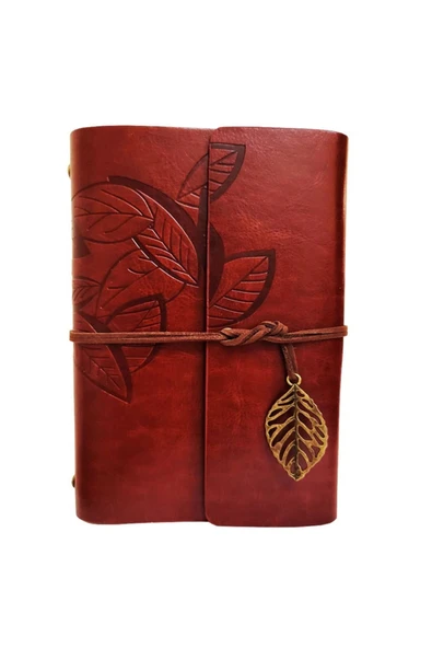 Yaprak Desen Deri Kaplı Defter Küçük Boy ürün görseli 1