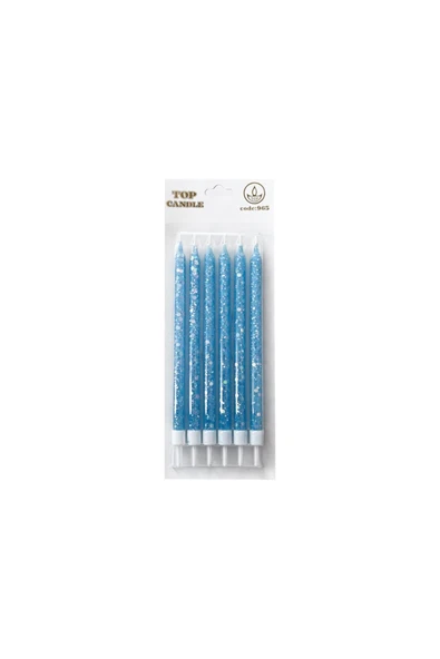 Işıltılı Doğum Günü Mum Seti 15cm 6lı Mavi ürün görseli 1