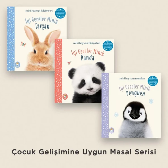 Mini Hayvan Masalları 3 Kitap - Tavşan - Panda - Penguen / 2 yaş + ürün görseli 1