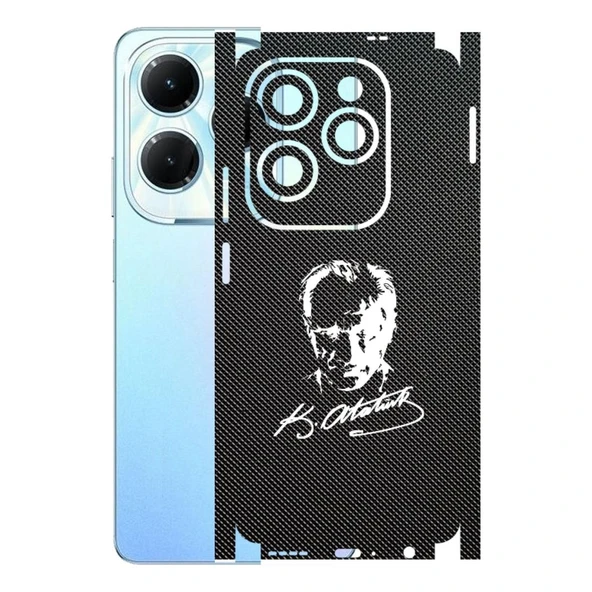 Infinix Hot 40 Pro ile Uyumlu Bumper Serisi Premium Kaplama 360  Atatürk İmzalı Siyah ürün görseli 1