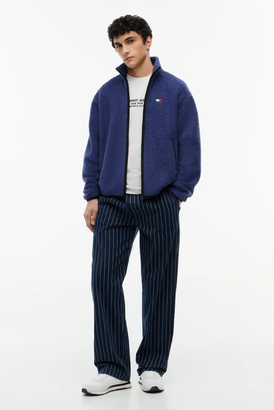 TJM RLX BADGE ZIP-THRU TEDDY EXT Erkek Mavi Sweatshirt - DM0DM22345 ürün görseli 1