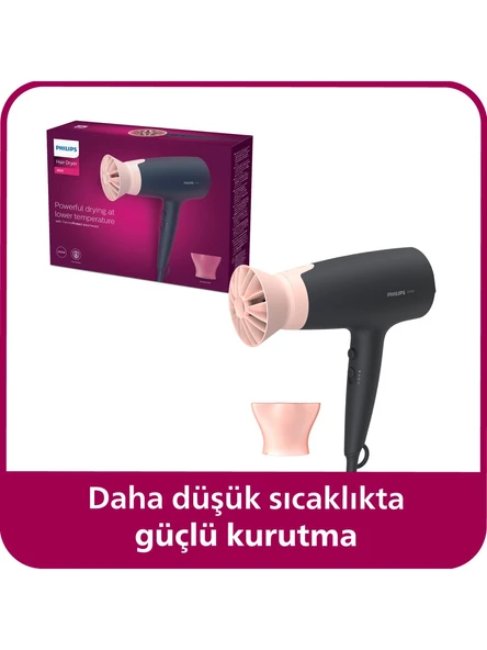 Philips 3000 Serisi Saç Kurutma Makinesi, 2100w, 6 ısı & hız ayarı, ThermoProtect aparatı, BHD350/06 ürün görseli 1