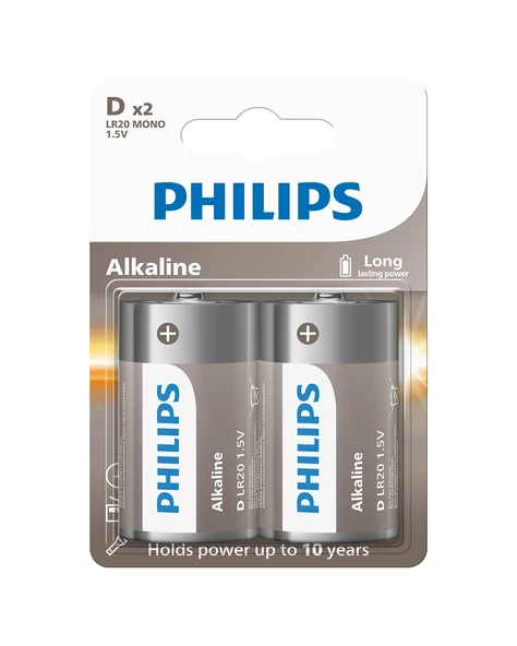 Philips Alkalin  D Boy Büyük Boy Pil 1.5V - LR20A2B/10 - 2'li Paket ürün görseli 1