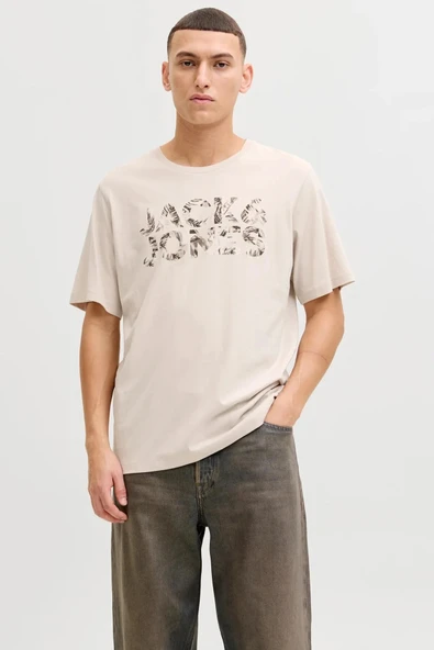 Jack&Jones 12288536 0 Yaka Erkek Tshirt - Bej ürün görseli 1