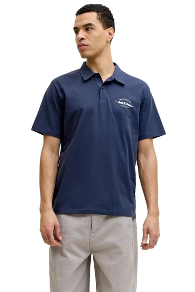 Jack&Jones 12288118 Yakali Erkek Tshirt - Lacivert ürün görseli 1