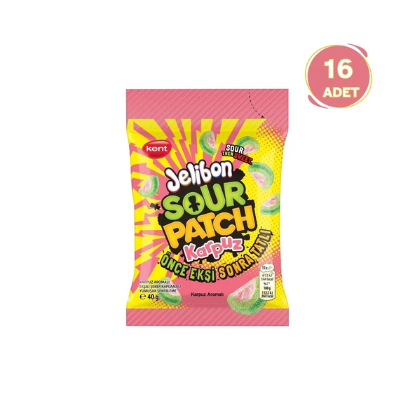 Jelibon Sour Patch Karpuz Aromalı Şekerleme 40 gr - 16 Adet ürün görseli 1