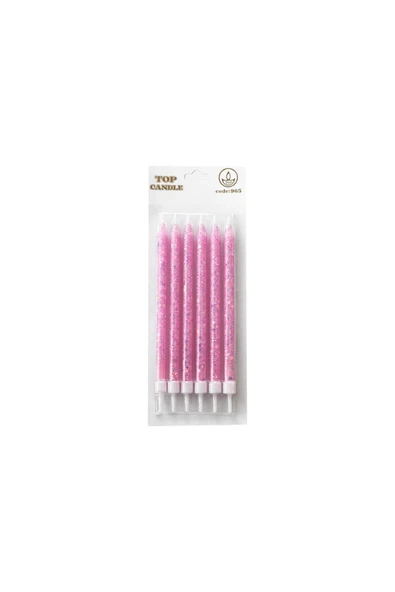 Işıltılı Doğum Günü Mum Seti 15cm 6lı Pembe ürün görseli 1
