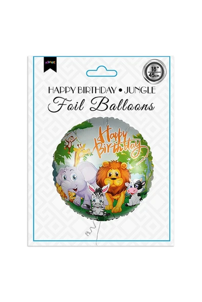 18" Folyo Balon - Happy Birthday -Jungle ürün görseli 1