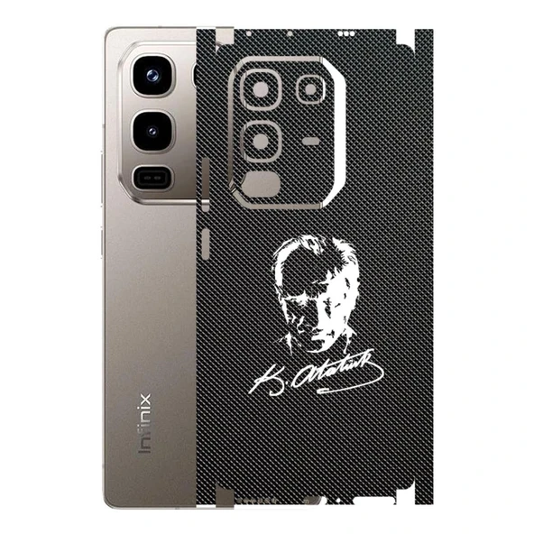 Infinix Note 50 Pro 4G ile Uyumlu Bumper Serisi Premium Kaplama 360  Atatürk İmzalı Siyah ürün görseli 1
