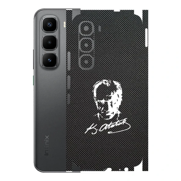 Infinix Hot 60 Pro ile Uyumlu Bumper Serisi Premium Kaplama 360  Atatürk İmzalı Siyah ürün görseli 1