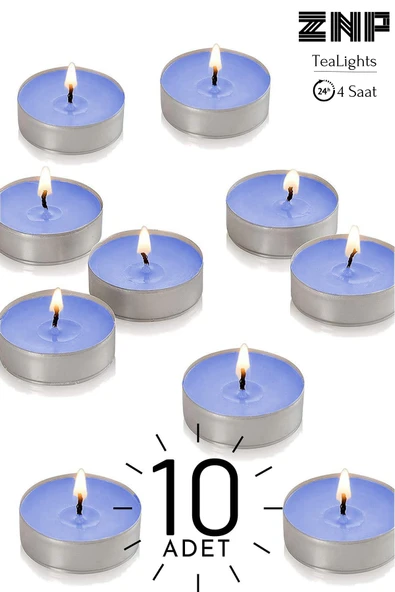 10 Adet | Okyanus Kokulu Tealight Mum | 4 Saat Yanar | Dekoratif Mumluk Mumu ürün görseli 1