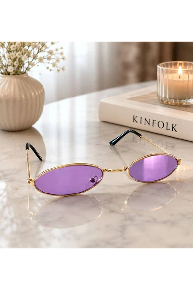 Küçük Oval Metal Çerçeve Güneş Gözlüğü ürün görseli 1