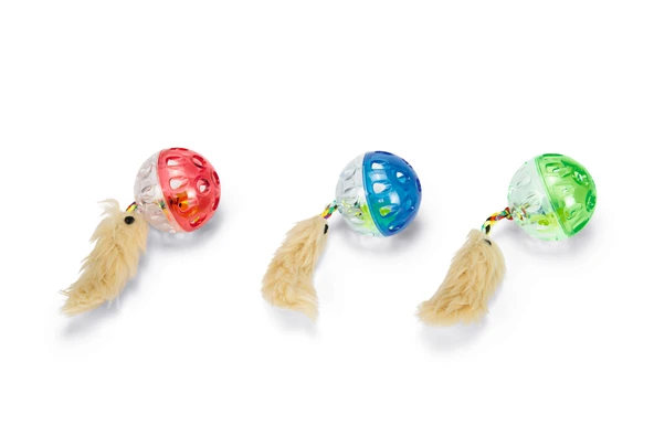 Beeztees Kedi Oyuncağı, Sesli ve Tüylü Top, Çeşitli Renklerde, 4,5cm ürün görseli 1