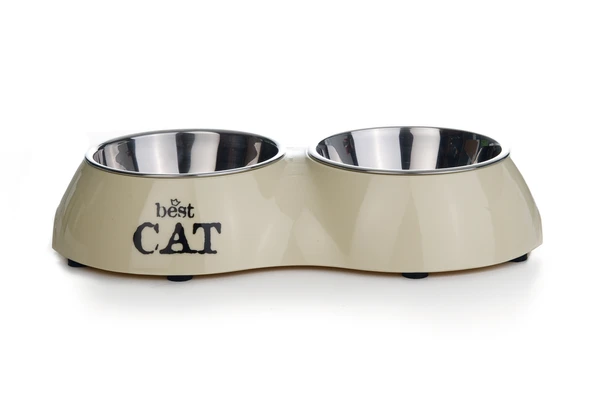 Beeztees Kedi İkili Mama ve Su Kabı, Paslanmaz  Çelik, Bej, 26,5x15x4,5cm, 2x160ml ürün görseli 1