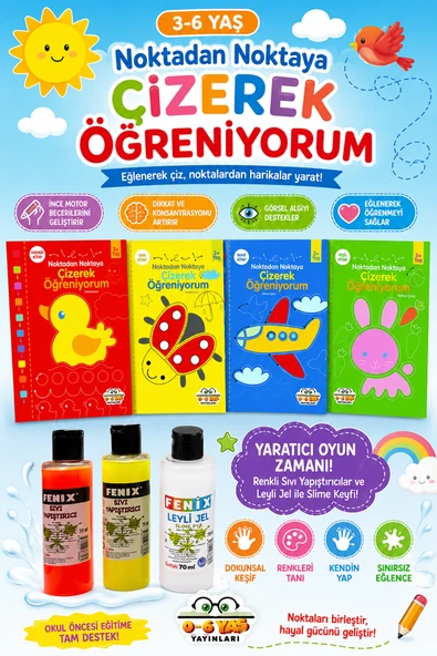 3-6 Yaşa Uygun Noktadan Noktaya Çizerek Öğreniyorum Seti - 4 Kitap ürün görseli 1