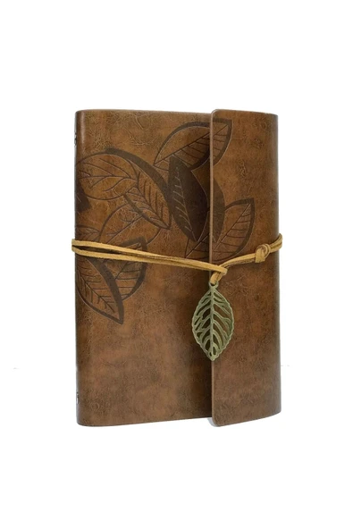Yaprak Desen Deri Kaplı Defter Küçük Boy ürün görseli 1