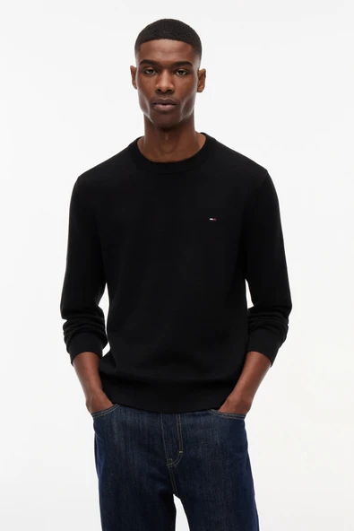 TJM SLIM ESS LIGHT SWEATER EXT Erkek Siyah Kazak - DM0DM22853 ürün görseli 1
