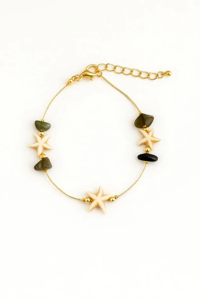 Doğal Taş Detaylı Deniz Kabuğu Bileklik ürün görseli 1