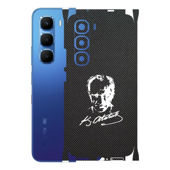 Infinix Hot 60 Pro Plus ile Uyumlu Bumper Serisi Premium Kaplama 360  Atatürk İmzalı Siyah ürün görseli 1