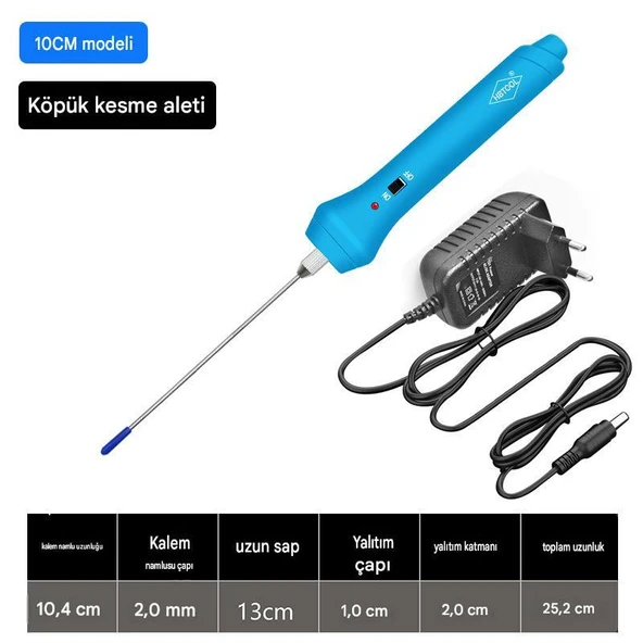 Strafor Köpük Kesme Kalemi 10 cm Adaptörlü ON/OFF Siviç Sıcak Tel ürün görseli 1