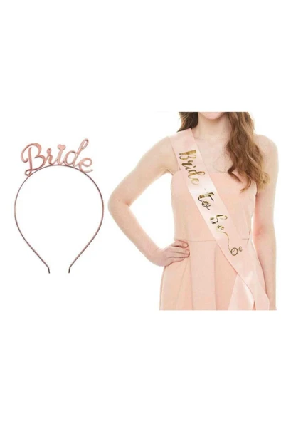 Bride To Be Rose Gold Taç Kuşak Set ürün görseli 1