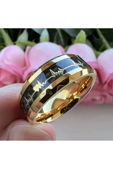 88 mm Kalp Atışı EKG Aşk Paslanmaz Çelik Unisex Yüzük ürün görseli 1