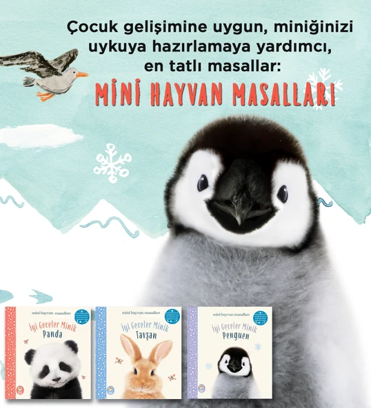 Mini Hayvan Masalları 3 Kitap - Tavşan - Panda - Penguen / 2 yaş + - Resim 2
