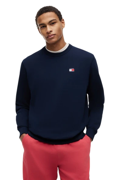 TJM REG BADGE CREW HTR Erkek Mavi Sweatshirt - DM0DM21921 ürün görseli 1