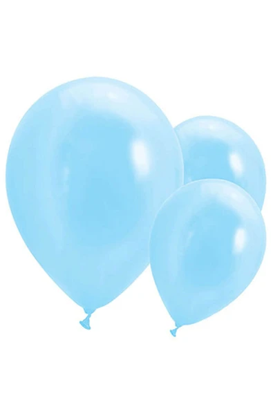 Metalik Açık Mavi Balon 25 Adet ürün görseli 1