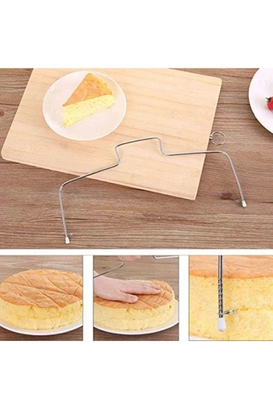 Paslanmaz Çelik Ayarlanabilir Pasta Dilimleyici – Çok Amaçlı Kesme Teli ürün görseli 1
