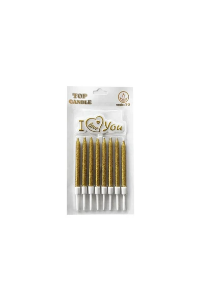 Simli I Love You Mum Seti 8cm 8li Gold ürün görseli 1