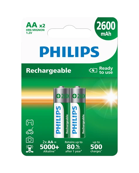Philips 2600 Mah Şarj Edilebilir Aa Kalem Pil - R6B2A260/10 - 2'li Paket - Ready To Use ürün görseli 1