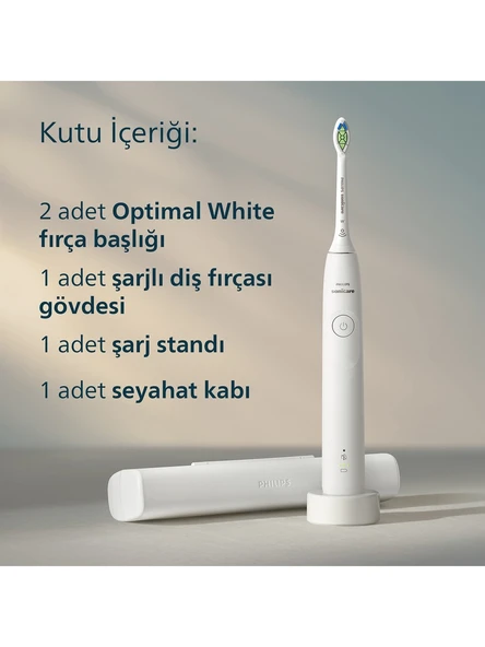 Philips Sonicare 5300 Serisi Şarjlı Diş Fırçası, 21 Gün Şarj, 7 kat plak temizliği, Basınç sensörü, 2 mod, Seyahat kabı, 2 başlık, Beyaz, HX7108/03 ürün görseli 1
