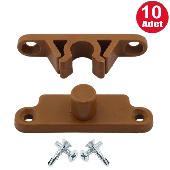 Pvc Kapı Pencere Sineklik Kahve Plastik Çıt Çıt Kilit Menteşe Büyük Boy 5cm -10 Adet ürün görseli 1