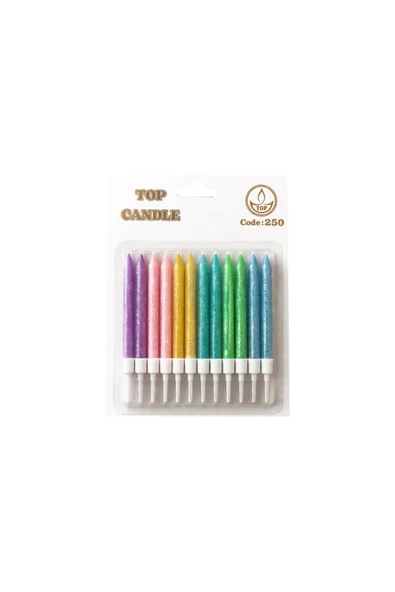 Simli Pastel Mum Seti 8cm 12li Makaraon ürün görseli 1