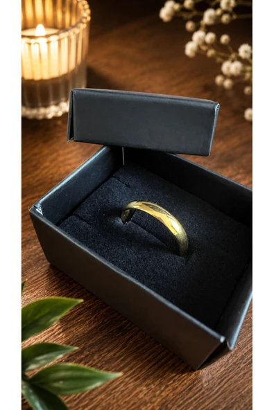 4mm Bombeli Gold Renk Çelik Alyans Söz Yüzüğü ürün görseli 1
