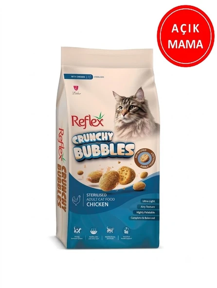 Reflex Crunchy Bubbles Tavuklu Kısırlaştırılmış Kedi Maması 1 kg AÇIK ürün görseli 1