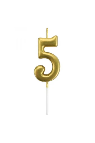 5 Rakam Mum Gold Renk - Resim 2