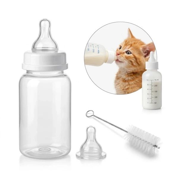 Yavru Kedi Biberonu Seti Fırçalı ve Ekstra Emzikli ürün görseli 1