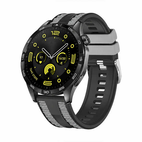 Huawei Watch GT 4 46mm Uyumlu 22mm Outdoor Tasarım Spor Silikon Kordon  Siyah ürün görseli 1