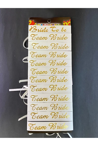 Bride To Be -Team Bride Bekarlığa Veda Nedime Bilekliği 10 Adet Beyaz - Gold ürün görseli 1