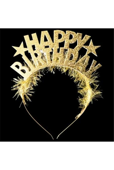 Tüylü Simli Happy Birthday Taç ürün görseli 1