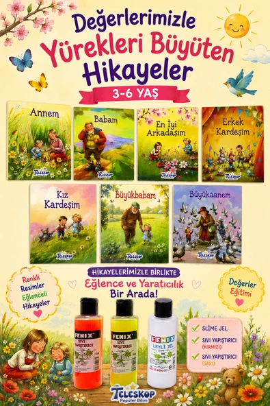 3-6 Yaşa Uygun Değerlerimizle Yürek Büyüten Hikayeler Akrabalar Seti (7 Kitap) ürün görseli 1