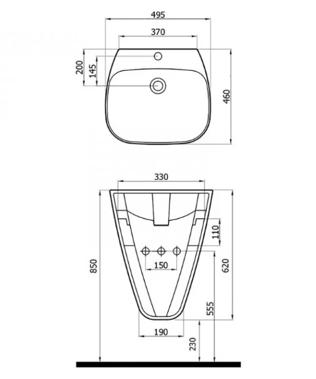MODERN MONOBLOK LAVABO SİYAH - Resim 2