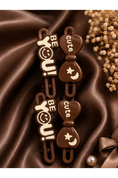 Sevimli "Be You!" ve "Cute" Yazılı İkili Yan Toka Seti ürün görseli 1