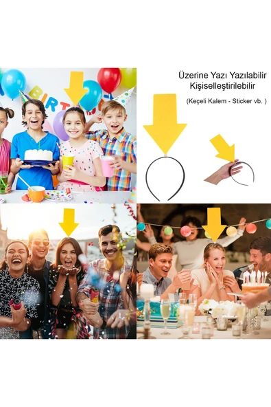 Kişiselleştirilebilir Ok Taç – Üzerine Yazı Yazılabilen Parti Tacı Sarı ürün görseli 1