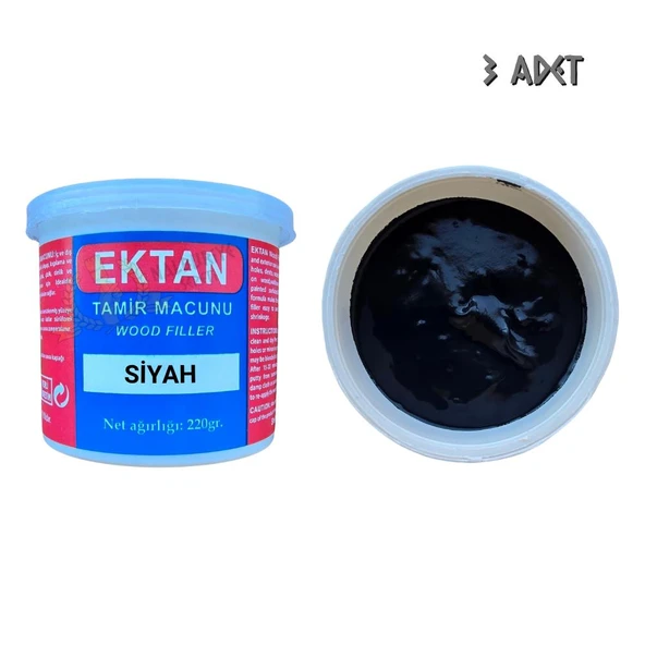 Ektan Masif ve Ahşap Tamir Macunu SİYAH 220 gr. - 3 Adet ürün görseli 1