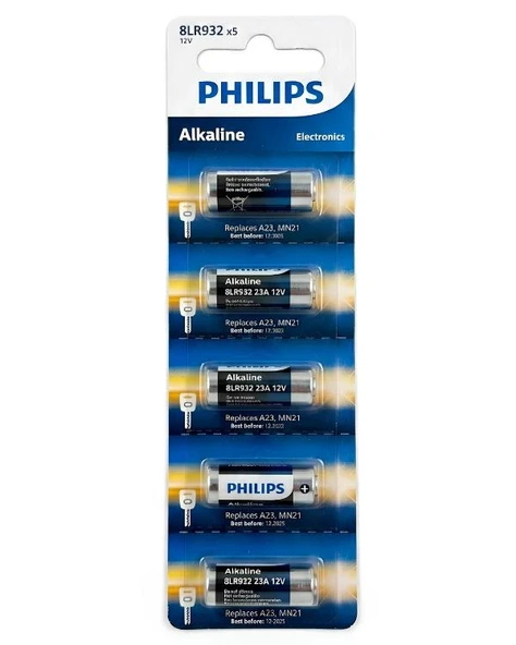 Philips A23 MN21 Alkalin Pil 12V 5li 8LR932P5B ürün görseli 1