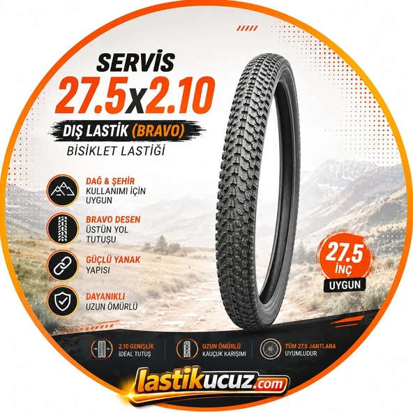 Servis 2.75x2,10 TT BİSİKLET DIŞ LASTİK 27.5 İNÇ İÇİN UYGUNDUR (BRAVO) Bisiklet Lastiği (İç Lastik Gerektirir) ürün görseli 1